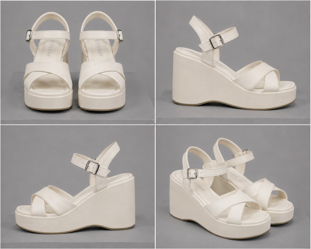 sandale compensées à brides croisées
