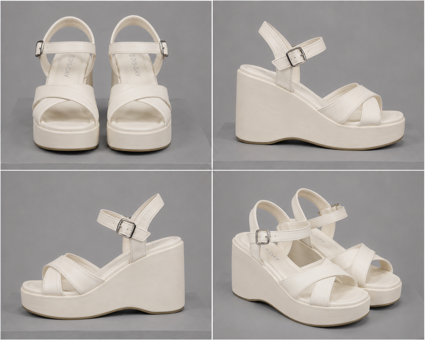 sandale compensées à brides croisées